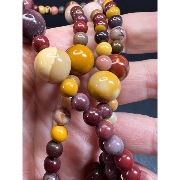 NEW Mookaite Jasper station 36 inch necklace with sterling silver clasp - Picture 12 of 15
